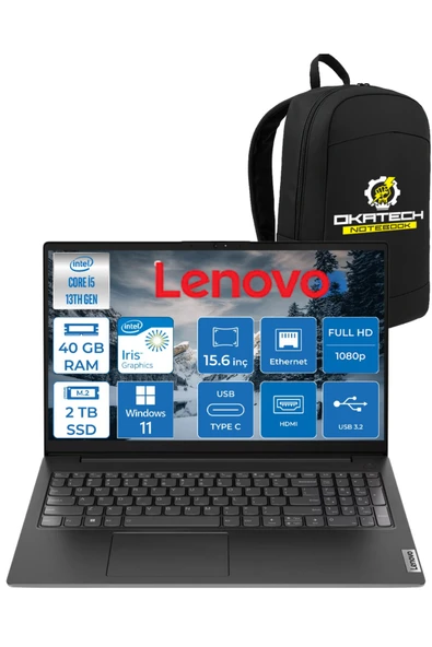 V15 G4 İNTEL i5 -13420H 40 GB RAM 2 TB NVM SSD 15.6 ” FHD WİN11PRO NOTEBOOK + OKATECH ÇANTA ürün görseli 1