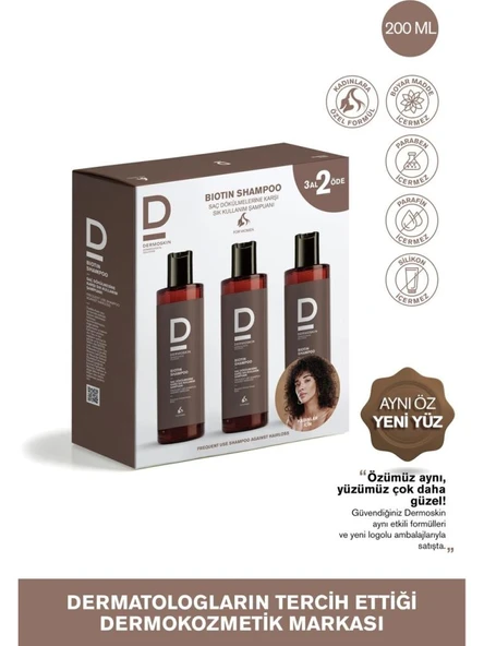 Dermoskin Biotin Şampuan 3 Al 2 Öde Kadın 200 Ml ürün görseli 1