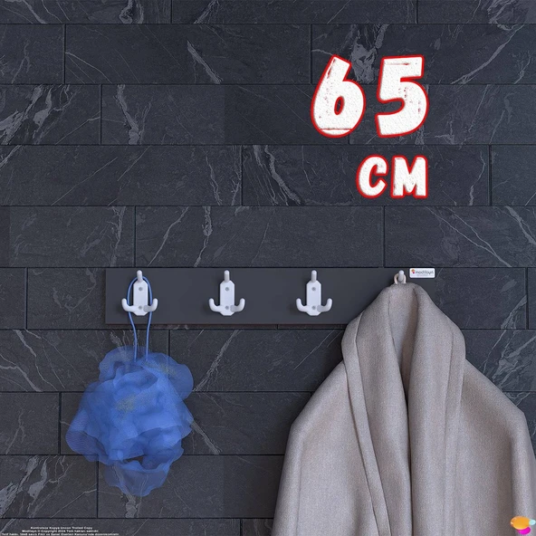 Modilayn ARI Serisi 12 Kancalı Banyo Askısı - 4'lü Set (61,4x9,6 cm) | Ekstra Düzen ve Yer Tasarrufu ürün görseli 1