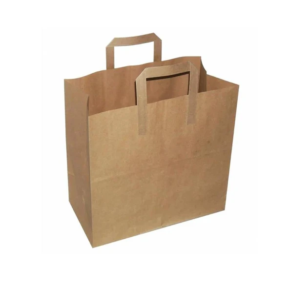 Flat Kraft Kağıt Çanta Karton Hediyelik Poşet Torba - 20x24x10 Cm. - 30 Adet ürün görseli 1