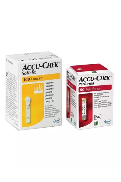 Accu Chek Performa Strip 50'Li + Softclix Lancet 100'Lü (SKT:05/2027) ürün görseli 1