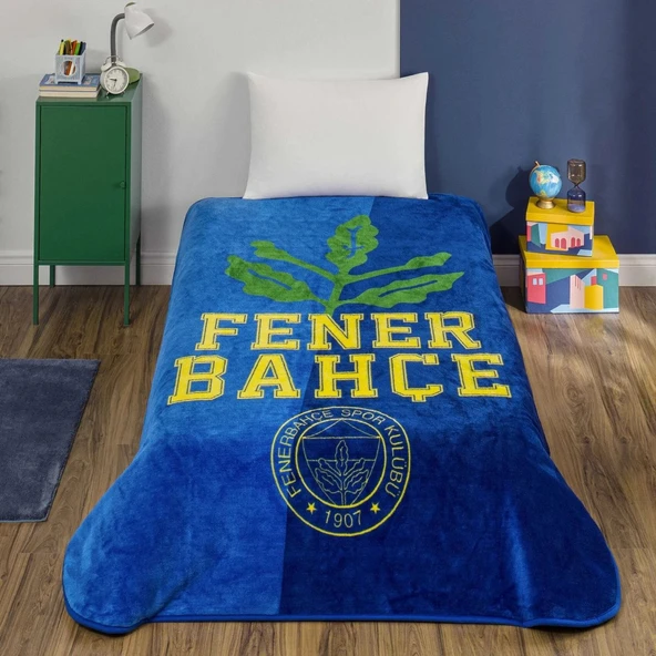 Taç Lisanslı Fenerbahçe Palamut Logo Tek Kişilik Battaniye ürün görseli 1
