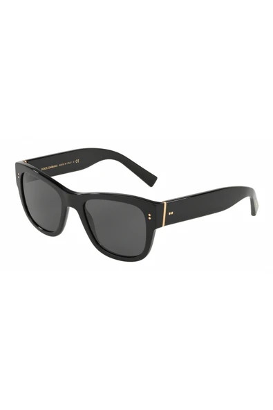 Dolce&Gabbana Unisex Siyah-Füme Organik (UV) Cam Selüloz Asetat (Selüloid) Kapalı Çerçeve  Dikdörtgen Güneş Gözlüğ ürün görseli 1