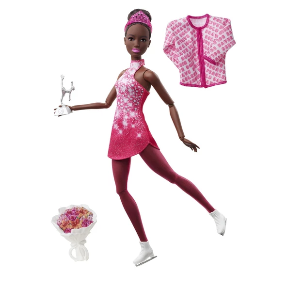 Orjinal Barbie Buz Pateni Sporcusu Siyahi Barbie Bebek Orjinal Barbie Sporcu Bebek ürün görseli 1