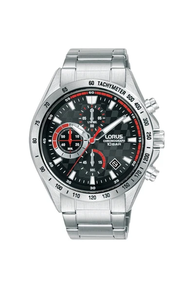 Lorus RM309JX9 Quartz Çelik Gri Siyah Kadran 10 ATM 44 mm Erkek Kol Saati ürün görseli 1