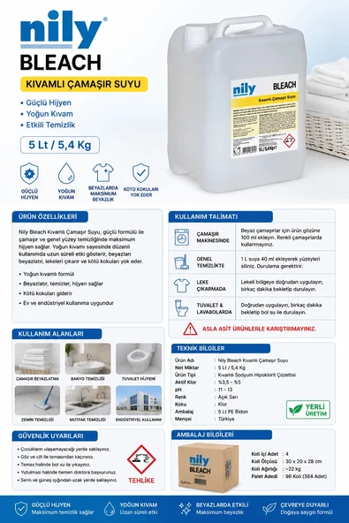 Nily Bleach Kıvamlı Çamaşır Suyu 5 Lt/5,4 Kg ürün görseli 1