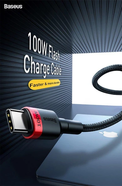 Baseus Cafule PD2.0 100W flash Şarj Usb Type-C Kablo (20V 5A) 2 Metre - Resim 7