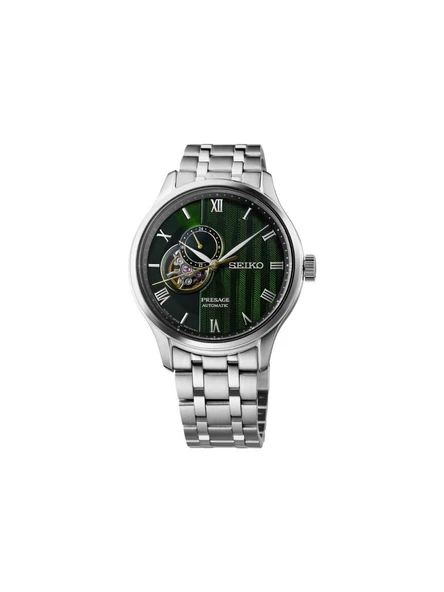 Seiko Presage Japanese Garden Semi-Skeleton SSA463 Çelik Kordon Yeşil Erkek Kol Saati ürün görseli 1