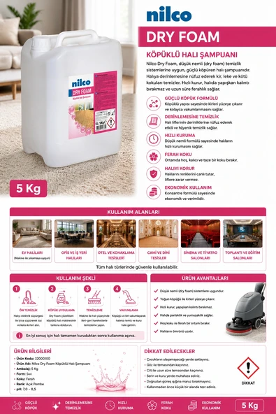 Nilco 32000100 Dry Foam Köpüklü Halı Şampuanı 5 Kg ürün görseli 1