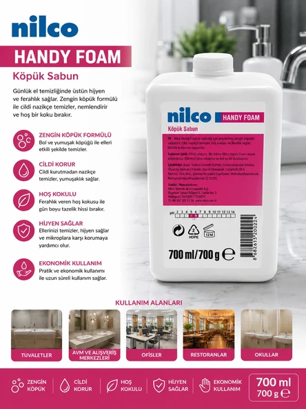 Nilco 32002084 Handy Foam Köpük Sabun 700 ml ürün görseli 1