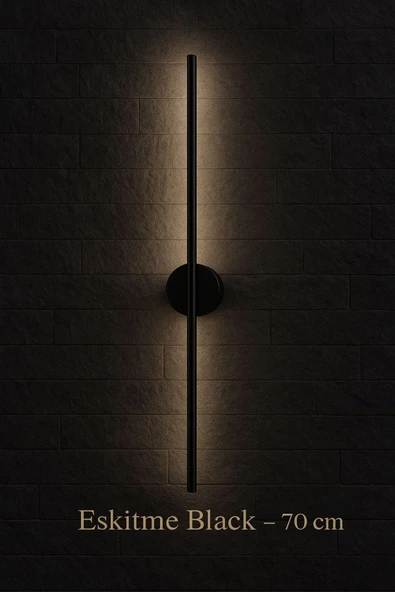LUMINALED Modern Dekoratif Led Duvar Aplik 70 Cm Günışığı Siyah 1 Adet ( PİLLİ ) ürün görseli 1
