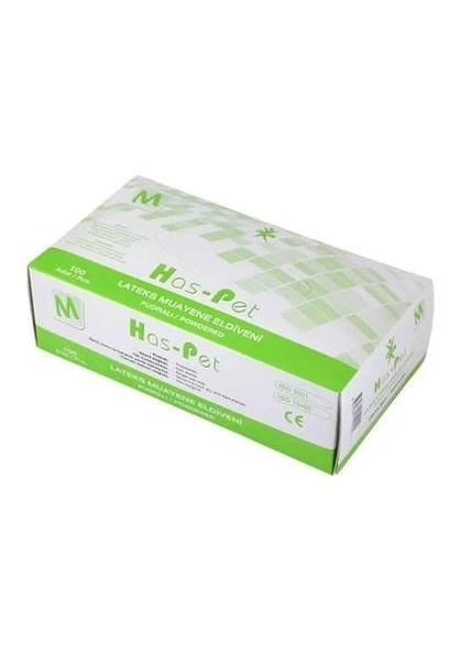 Has-Pet SK006660 Latex Pudralı Muayene Eldiveni M/Medium Beden 100 Adet ürün görseli 1