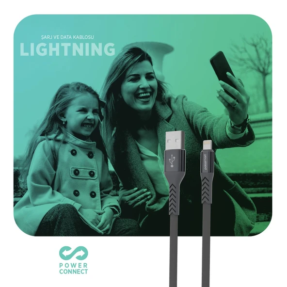Polosmart PBS418 Lightning Şarj ve Data Kablosu Antrasit - Resim 3