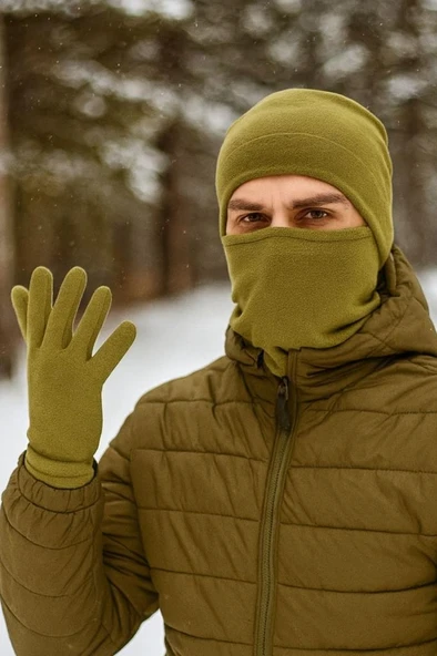 Polar Bere Eldiven Boyunluk ve Kar Maskesi - Resim 2