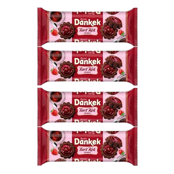 Ülker Dankek Çilekli & Çikolatalı Tart Kek 180 Gr x 4 Adet ürün görseli 1
