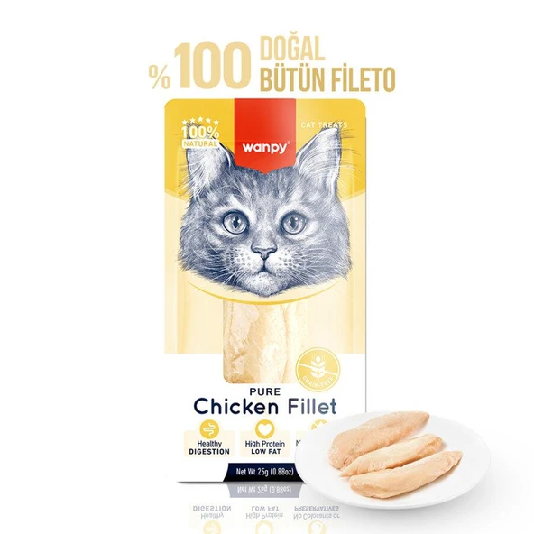 Wanpy %100 Doğal Bütün Tavuk Fileto Kedi Ödül Maması 25 Gr ürün görseli 1