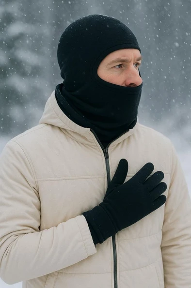 Polar Bere Eldiven Boyunluk ve Kar Maskesi - Resim 2