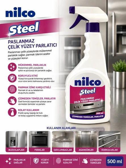 Nilco 32002499 Nilco Steel Paslanmaz Çelik Yüzey Parlatıcı 500 ml ürün görseli 1