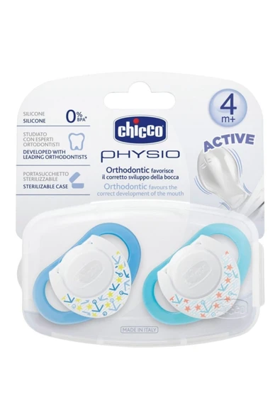 Chicco Physio Silikon Emzik 2'li - 4 Ay+ Mavi ürün görseli 1