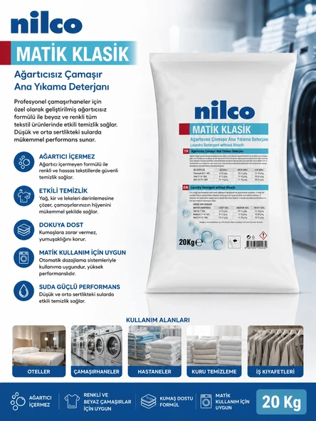 Nilco 32002332 Ağartıcısız Çamaşır Ana Yıkama Deterjanı 20 Kg ürün görseli 1