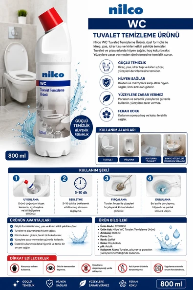 Nilco 32001451 Tuvalet Temizleme Ürünü 800 ml ürün görseli 1