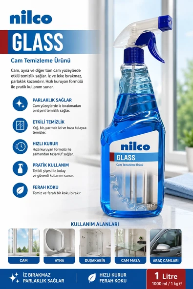 Nilco 32002699 Glass Cam Temizleme Ürünü 1000 ml/1kg ürün görseli 1