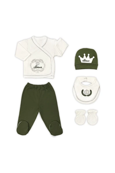 Sema Bebe Sema Baby Prens Lüks 5 Parça Hastane Çıkışı Zıbın Seti Yeşil ürün görseli 1