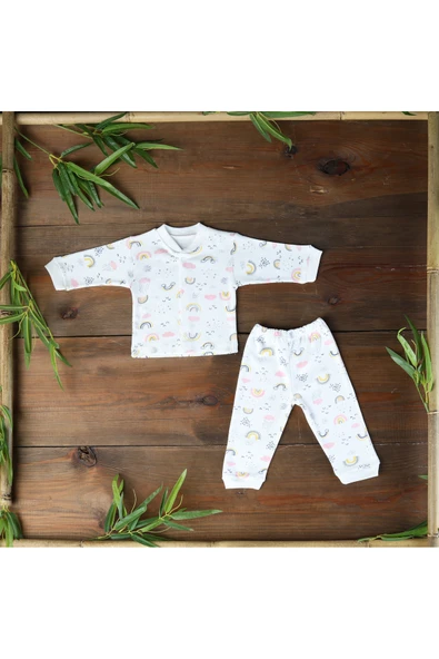 Sema Baby Rainbow Bebek Pijama Takımı Pembe 0-3, 3-6, 6-9 Ay ürün görseli 1