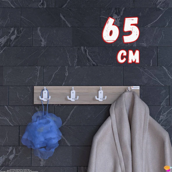 Modilayn ARI Serisi 61,4x9,6 cm 12 Kancalı Banyo Askısı - 4'lü Set | Ekstra Düzen ve Yer Tasarrufu ürün görseli 1