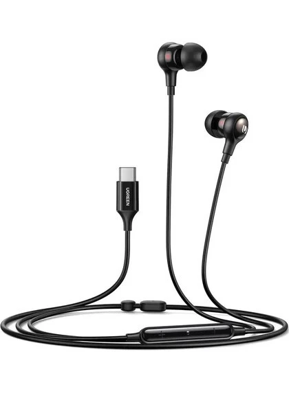 UGREEN 30638 EP103 Type-C USB-C Mikrofonlu Kulakiçi Kablolu Kulaklık Siyah ürün görseli 1