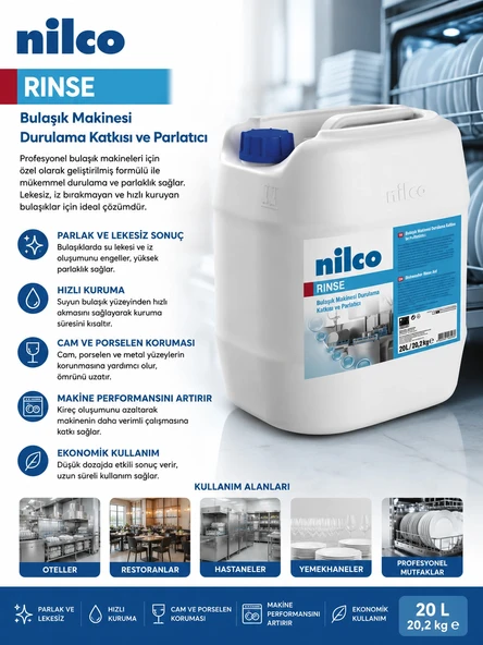 Nilco 32002118 Rinse Bulaşık Makinesi Durulama Katkısı ve Parlatıcı 20 lt/20,2 kg ürün görseli 1