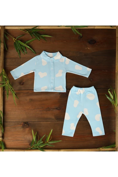 Sema Baby Clouds Bebek Pijama Takımı Mavi 3-6 Ay ürün görseli 1