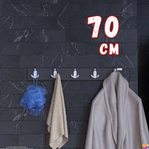 Modilayn ARI Serisi 15 Kancalı Banyo Askısı - 5'li Set (66,4x9,6 cm) | Ekstra Düzen ve Yer Tasarrufu ürün görseli 1