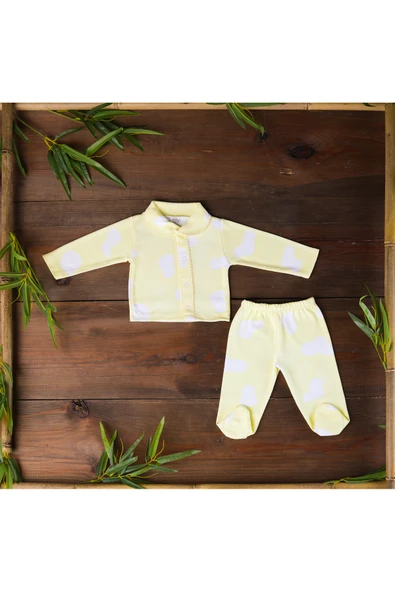 Sema Baby Clouds Bebek Patikli Pijama Takımı Sarı 0-3 Ay ürün görseli 1