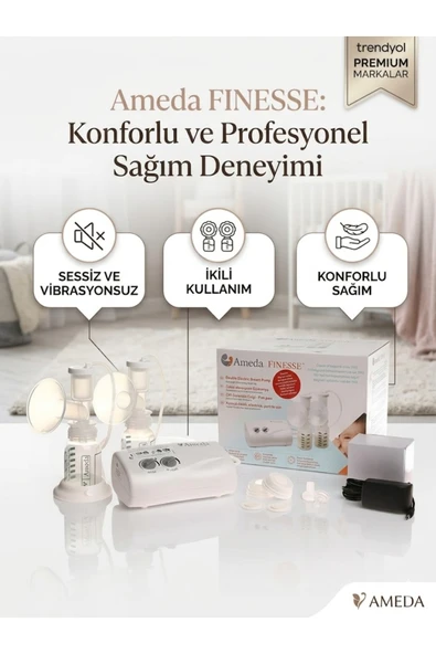 Ameda Finesse Çiftli Elektrikli Pilli Göğüs Pompası ürün görseli 1