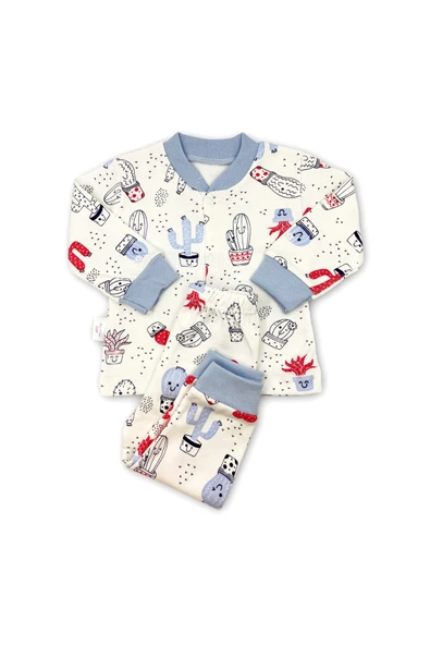 Sema Bebe Sema Baby Sleeper Cactus Bebek Pijama Takımı 0-3 Ay - Mavi ürün görseli 1