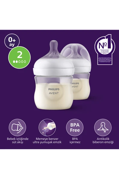 Philips Avent SCY900/02 Natural Response PP 2'li Biberon Seti 0-3 Ay 125ml ürün görseli 1
