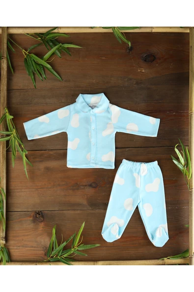 Sema Baby Clouds Bebek Patikli Pijama Takımı Mavi 0-3 Ay ürün görseli 1