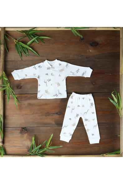Sema Baby Animals Bebek Pijama Takımı 0-3, 3-6, 6-9 Ay ürün görseli 1