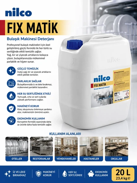 Nilco 32002505 Fixmatik Bulaşık Makinesi Deterjanı 20 lt/23,4 kg ürün görseli 1