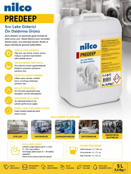 Nilco 32001742 Predeep Leke Giderici Sıvı Ön Daldırma Ürünü 5 L / 5,5 Kg ürün görseli 1