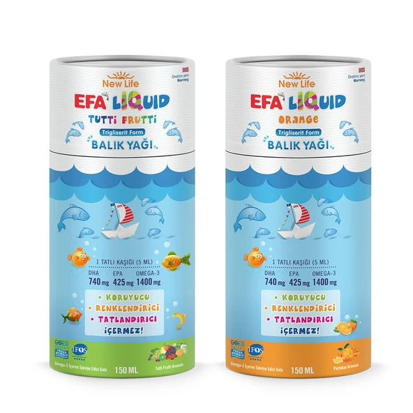 New Life Efa Liquid Balık Yağı Şurup 150 Ml - Portakal ürün görseli 1