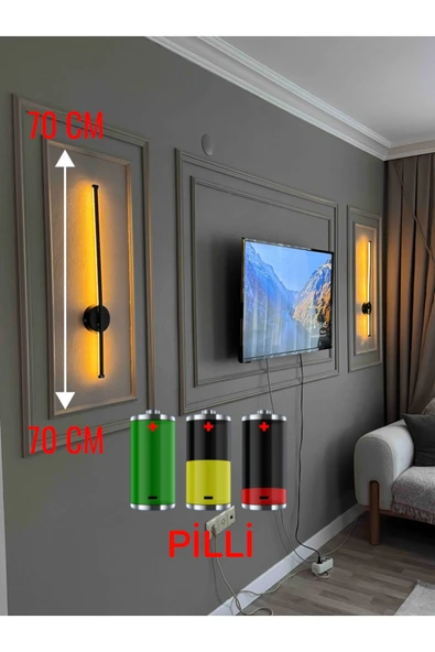 NOOLA Modern Dekoratif Led Duvar Aplik 70 Cm Siyah 1 Adet (PİLLİ) Günışığı ürün görseli 1
