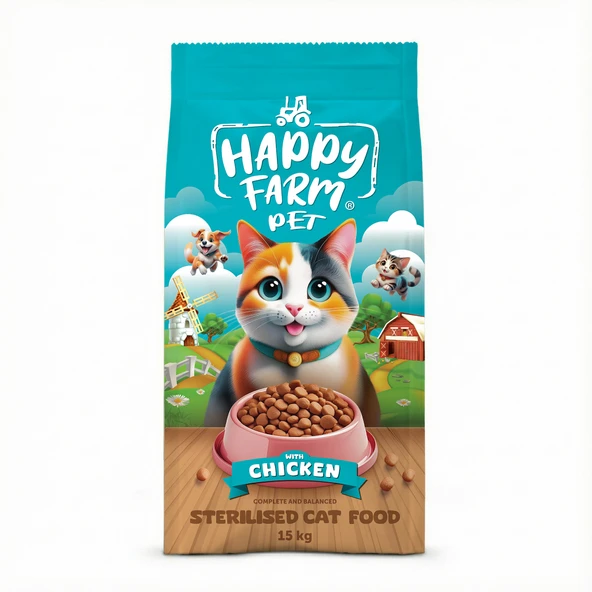 Happy Farm Kısırlaştırılmış Kedi Maması Tavuk Etli 15 Kg ürün görseli 1