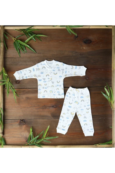 Sema Baby Rainbow Bebek Pijama Takımı Mavi 0-3, 3-6, 6-9 Ay ürün görseli 1