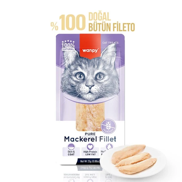 Wanpy %100 Doğal Bütün Uskumru Fileto Kedi Ödül Maması 25 Gr ürün görseli 1