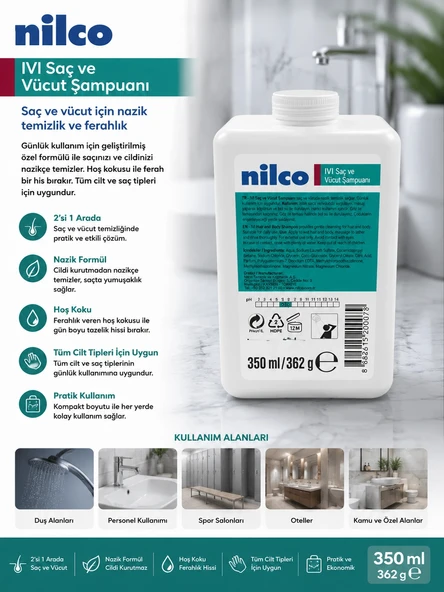 Nilco 32002101 IVI Saç Ve Vücut Şampuanı 350 ml ürün görseli 1