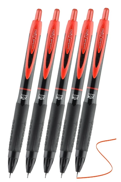Kırmızı Pilot Kalem Signo 307 5 Adet Uniball Basmalı Pilot Kalem 0.5 mm Roller Uçlu Pilot Kalem İnce Uçlu Likit Mürekkep ürün görseli 1