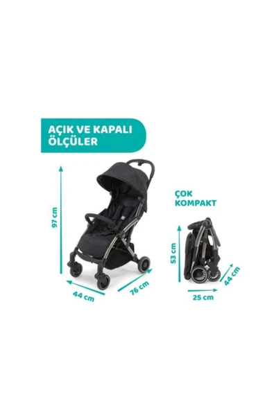 Chicco Cheerıo Bebek Arabası/ Jet Black - Resim 3