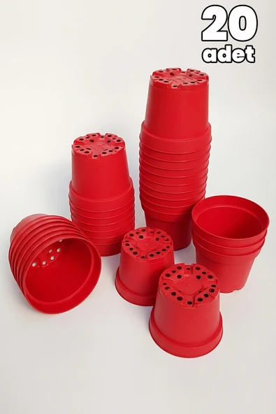 Plastik Saksı 12 cm Çap 20 Adet Kırmızı Tekpar Plastik Üretim Sak ürün görseli 1